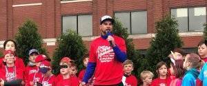 dc taylor co president speaking into a microphone at a diabetes fundraising walk