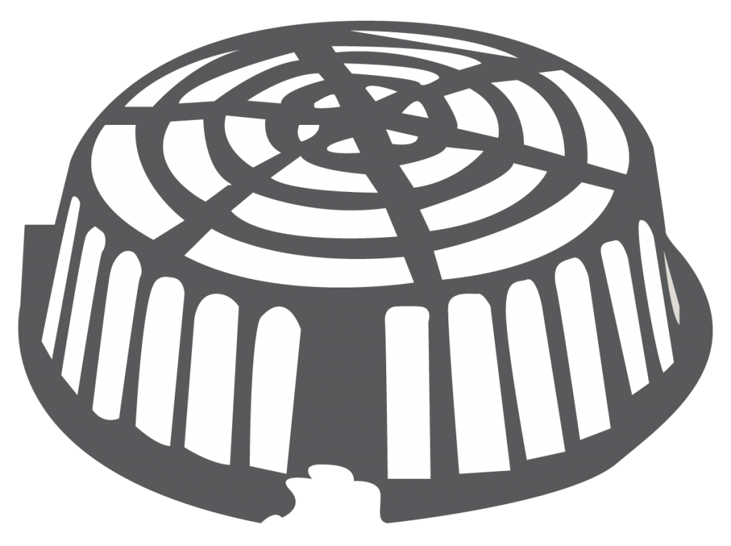 black and white illustration of a drain basket