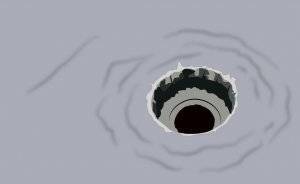 white and black illustration of a roof drain