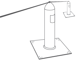 black and white illustration of a horizontal lifeline for commercial roof fall protection