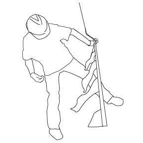 white and black illustration of a commercial roofer wearing a hard hat