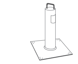 white and black illustration of a single point anchor for commercial roof fall protection systems